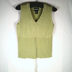 Requirements Knit Sleeveless Sweater Green with Cinch LG